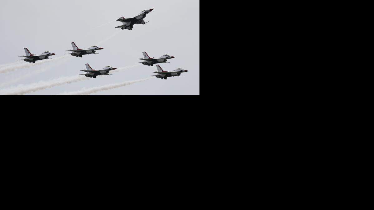 
The Air Force’s Thunderbirds perform during the 2012 air show at McConnell Air Force Base. McConnell won’t have an air show and open house until at least 2016 because of base construction in preparation for the arrival of the new tankers.
