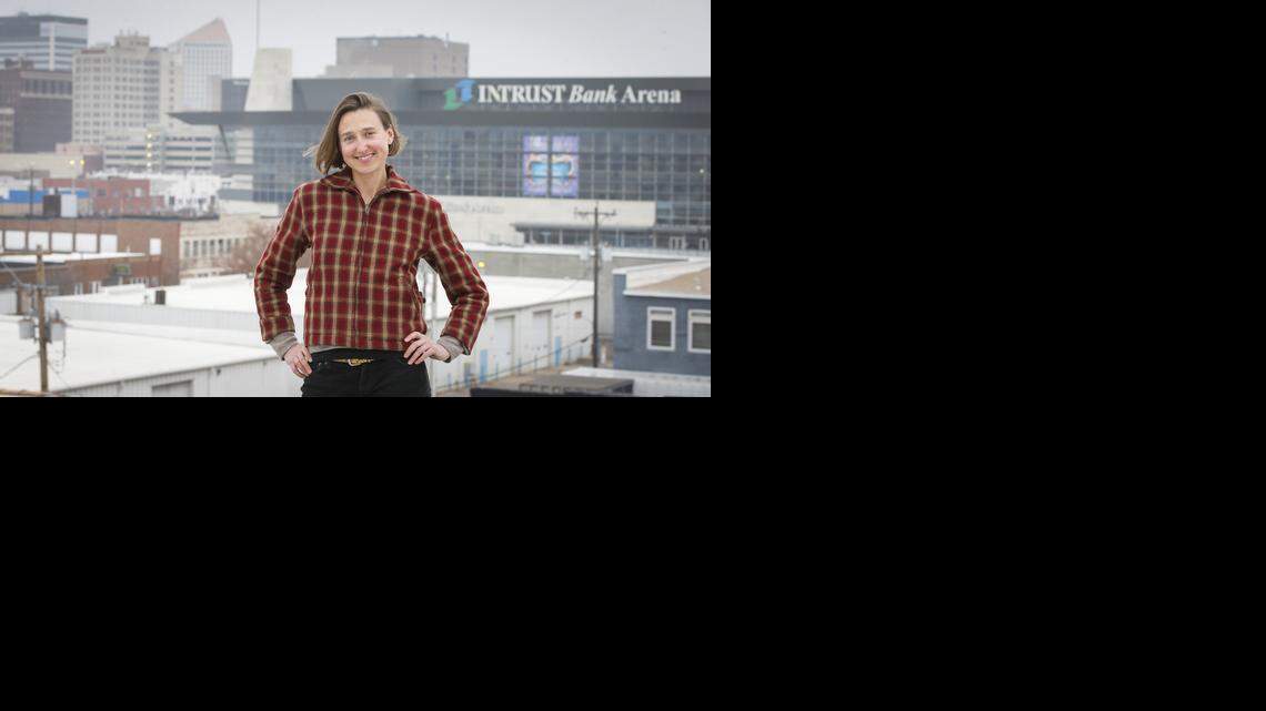 
Elizabeth Stevenson, a local artist and architecture consultant, stands on the roof of her home and business on South Commerce Street.

