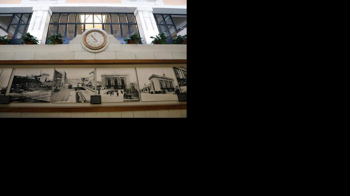
Historic pictures and a clock on the first floor of Union Station. Occidental Management hopes to fill it with restaurants, bars and offices. (Feb. 1, 2013)
