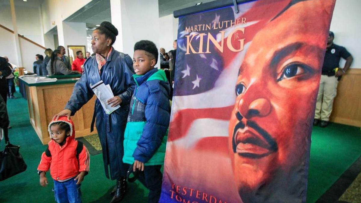 People leave the Martin Luther King Jr. worship celebration Monday at Wichita State University’s Metropolitan Complex in northeast Wichita. (Jan 16, 2017)
