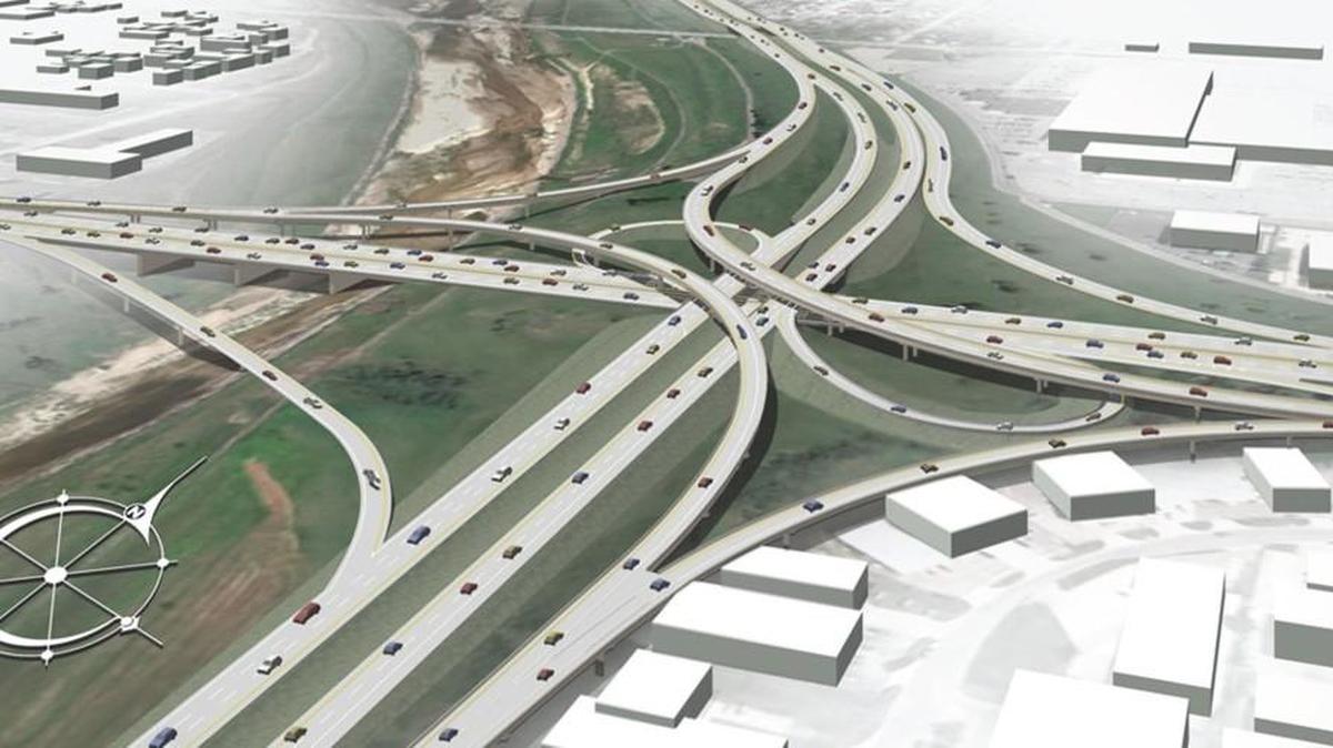 Artist illustration of the proposed new interchange at I-235 and West Kellogg.