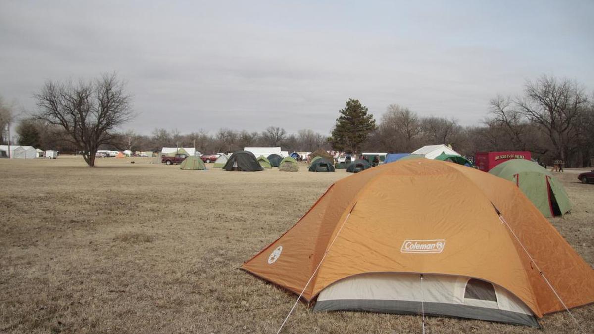 Normally tents are packed tight for the Trappers Rendezvous at Harvey County West Park. This year about 1,370 Boy Scouts and leaders attended. Two years ago the number was about 6,300, largest ever for the event that began in 1977.