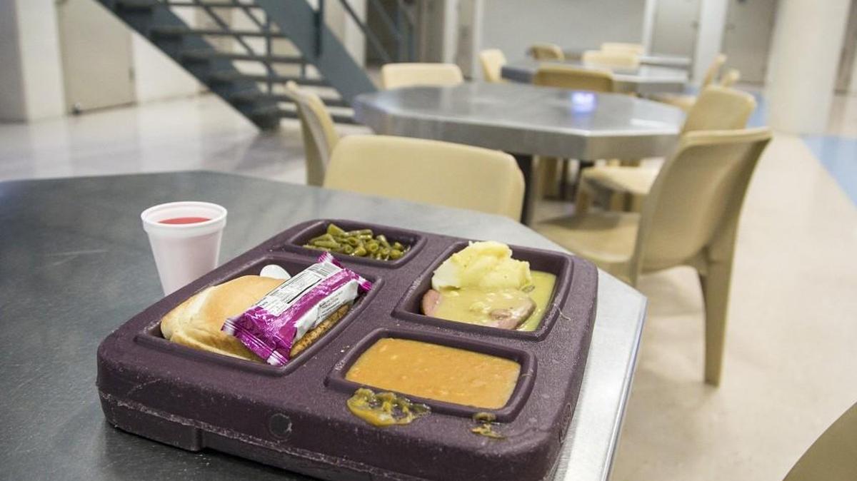A tray of ham, green beans, yams and mashed potatoes in the Sedgwick County Jail on Christmas Day. (2015)