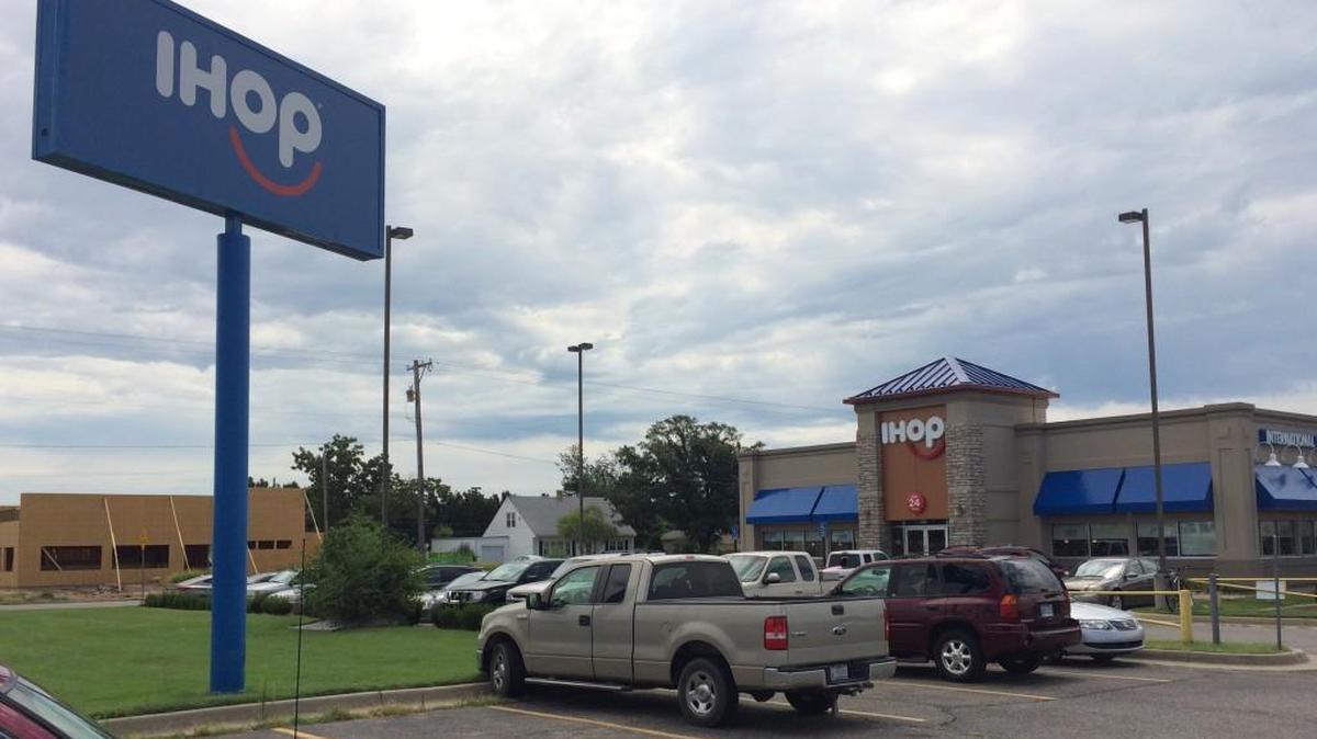 Wichita police say a man reported being shot at IHOP, 515 S. Ridge Road, after he asked another man to stop using racial slurs early Saturday morning. (July 30, 2016)