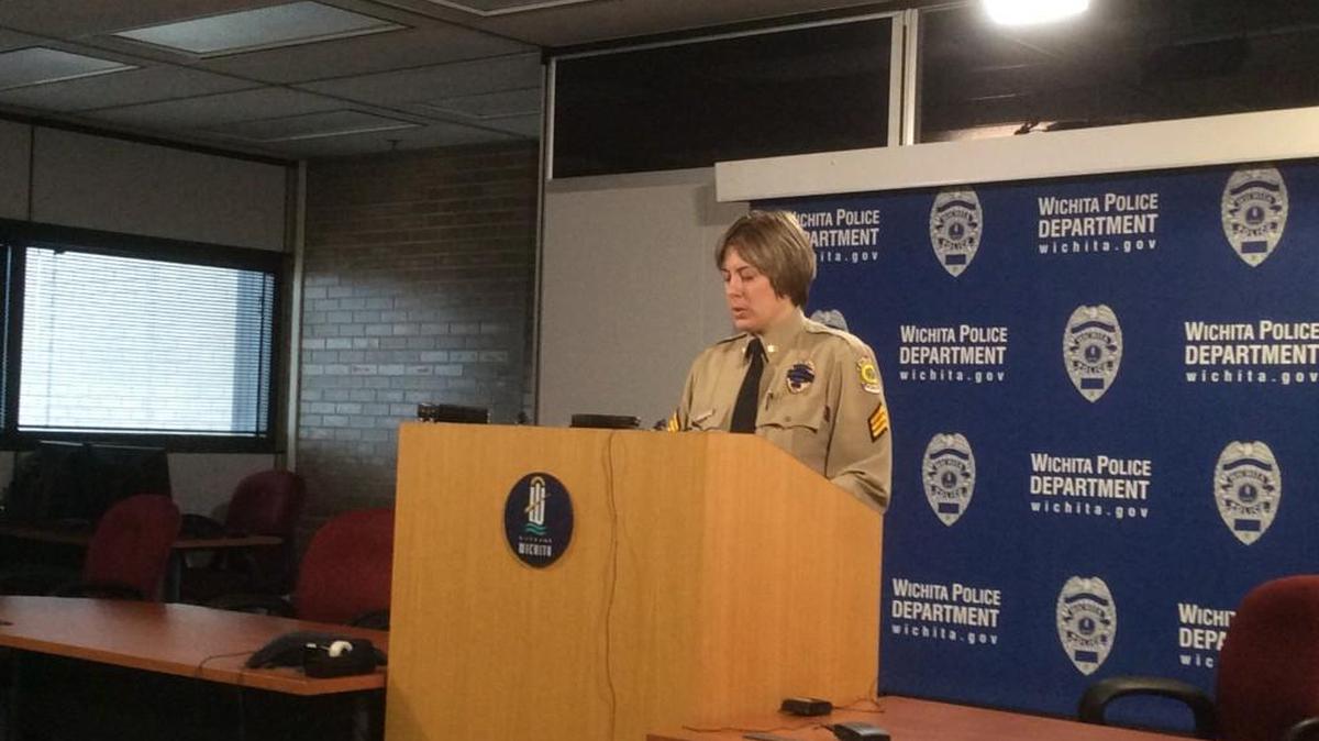 Sgt. Nikki Woodrow at a Wichita police media briefing on March 31, 2017.
