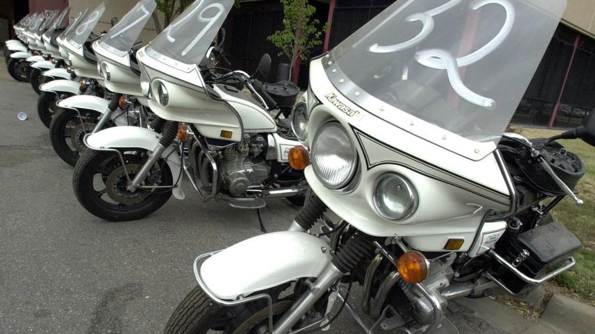 Thirteen of the Wichita Police Department’s Kawasaki motorcycles went on the auction block in 2002, the last year officers in Wichita used motorcycles on patrol.
