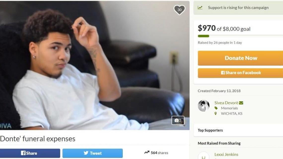 The family of Donte Devore is asking for donations to help pay for his funeral. Devore was shot and killed on Sunday in Wichita’s fifth homicide of the year.
