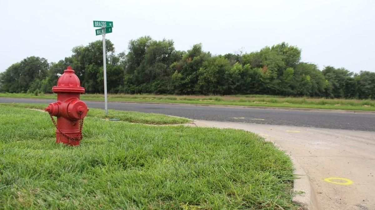 The intersection of Walnut and Brazos in Goddard, where Paul LaBrue and David Bell were killed in August.