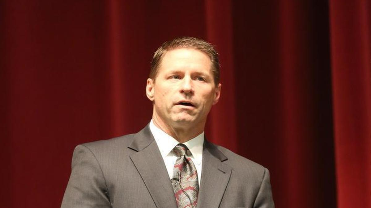 Jeff Spivey, assistant chief of police in Irving, Texas, speaks during a public forum for the two Wichita police chief candidates at Century II. (Dec. 14, 2015)