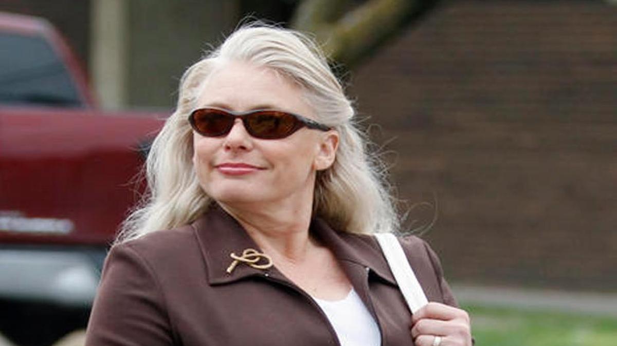 FILE - In this April 20, 2011 file photo, Angel Dillard of Valley Center arrives at the U.S. Federal District Courthouse in Wichita. Opening statements were expected Tuesday, May 3, 2016, in a 2011 lawsuit brought by the U.S. Department of Justice against Dillard, an anti-abortion activist, over a letter she sent to a Wichita physician saying someone might place an explosive under the doctor’s car.