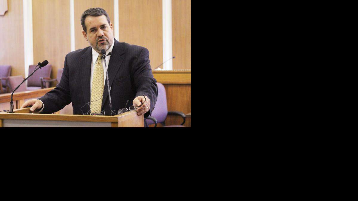 
Chris Smith, Cowley County attorney, speaks at a news conference Friday morning about a fatal shooting that involved a Cowley County sheriff’s deputy in May. 
