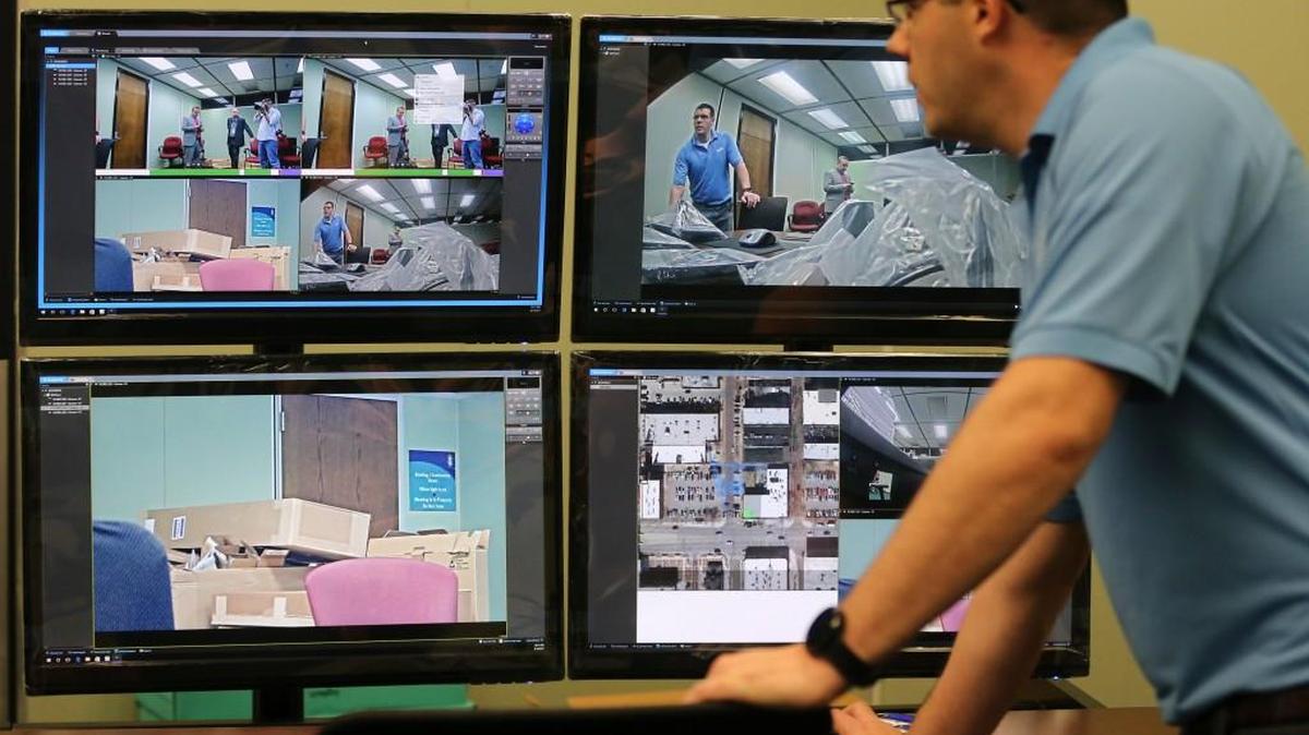 The new security-camera monitoring room, on the fifth floor of City Hall, will allow staff to watch dozens of cameras that will be placed around Wichita’s Old Town entertainment district.