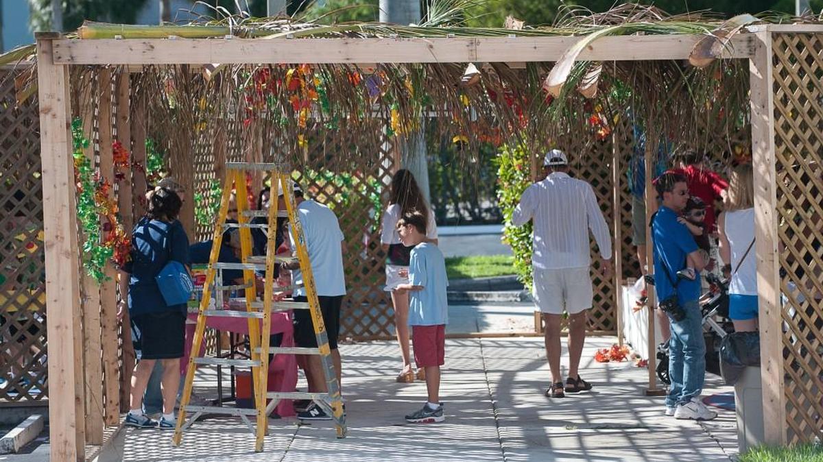 A sukkah hut is part of the observance of the Sukkot festival. The temporary structure commemorates the Israelites 40-year journey through the desert after their exodus from Egypt