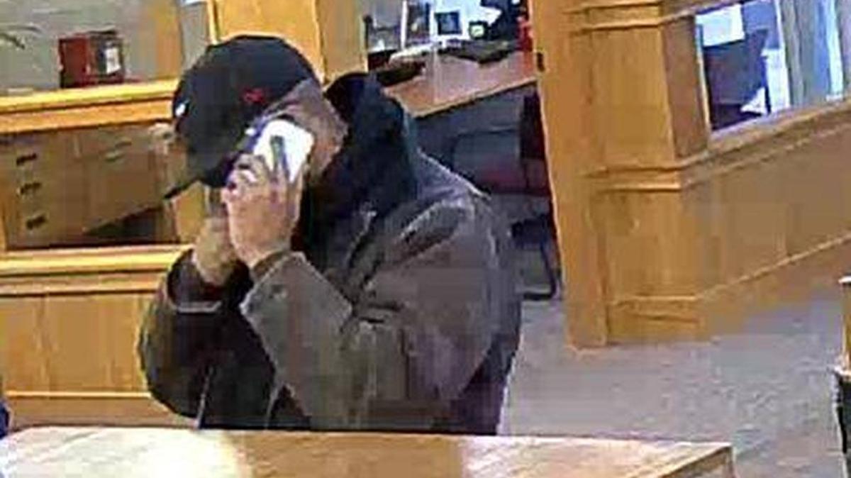 Wichita police are seeking this suspect in the robbery Wednesday of the Emprise Bank on South Hydraulic. The suspect is in his mid-30s, 6 feet tall and about 180 pounds, police say. He was wearing a black Chicago Bulls hat, a dark brown jacket, a black hooded sweatshirt and black sunglasses. He had a scruffy beard, New Balance shoes and a gray iPhone, according to police.