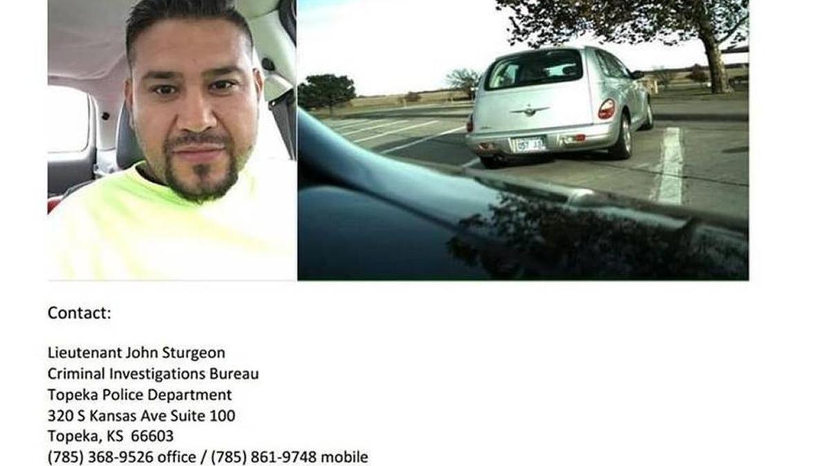 Topeka police say Pedro Enriquez, left, kidnapped Viviana Vazquez and left in the gray PT Cruiser shown here.