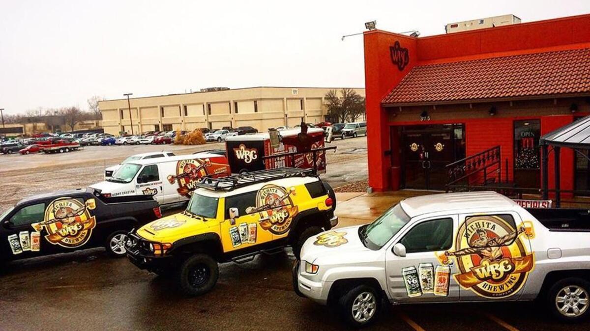 Wichita Brewing Co’s truck (far right) was stolen Tuesday morning.
