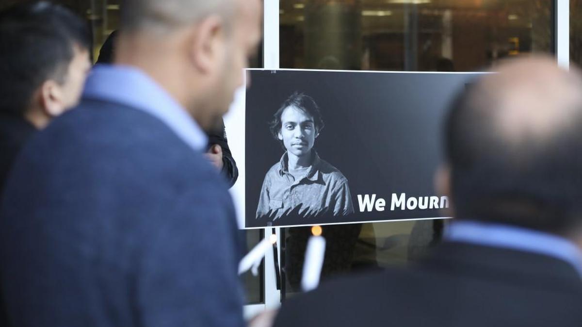 Members of the Bangladesh community gathered in remembrance of Hasan Rahman, a pizza delivery driver who was killed in November.