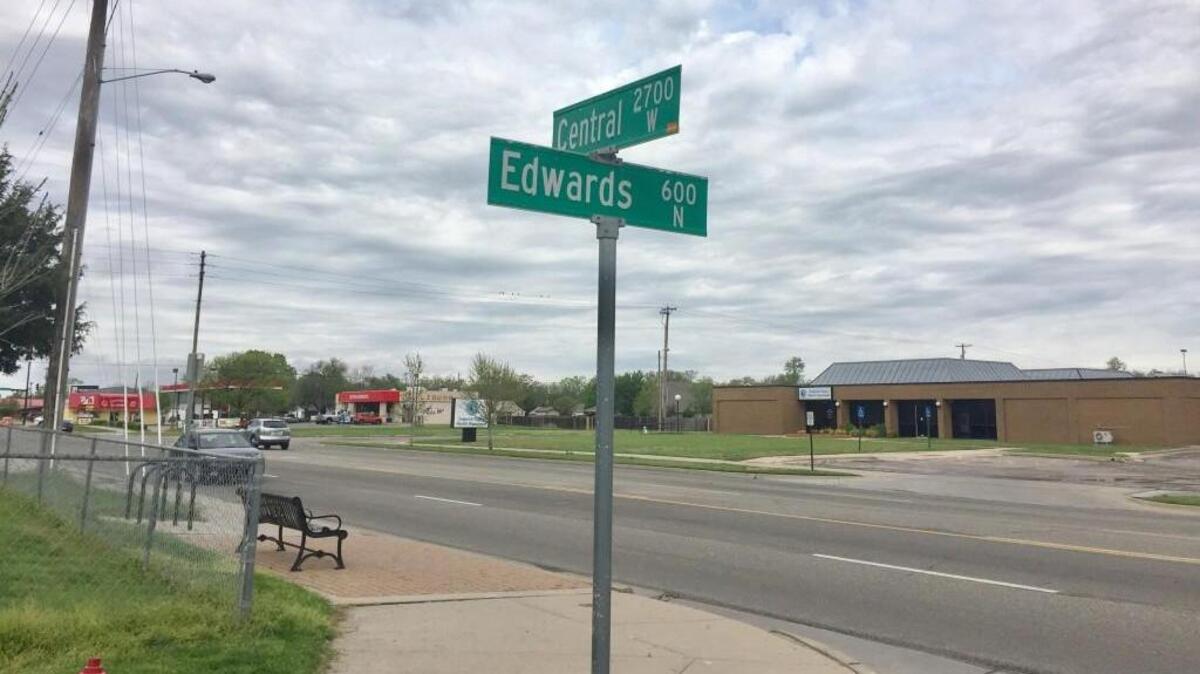 The intersection of Central and Edwards in west Wichita on April 16.