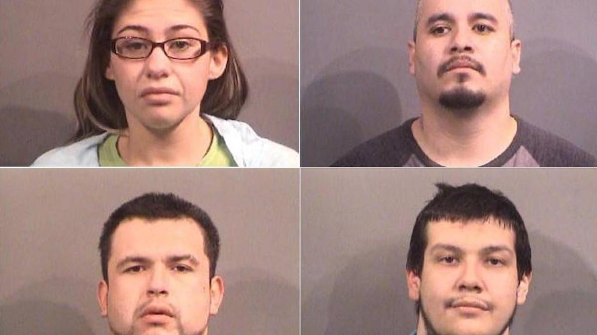 Clockwise from top left: Amelia Wilson-Romos, Diego Olivas, Gabriel Lara and Jose Rojas are four of the five people who have been arrested and jailed in connection with the killing of Moises Arias-Aranda. Arais-Aranda’s body was found in an SUV in the 5100 block of North Hydraulic on Christmas Eve.