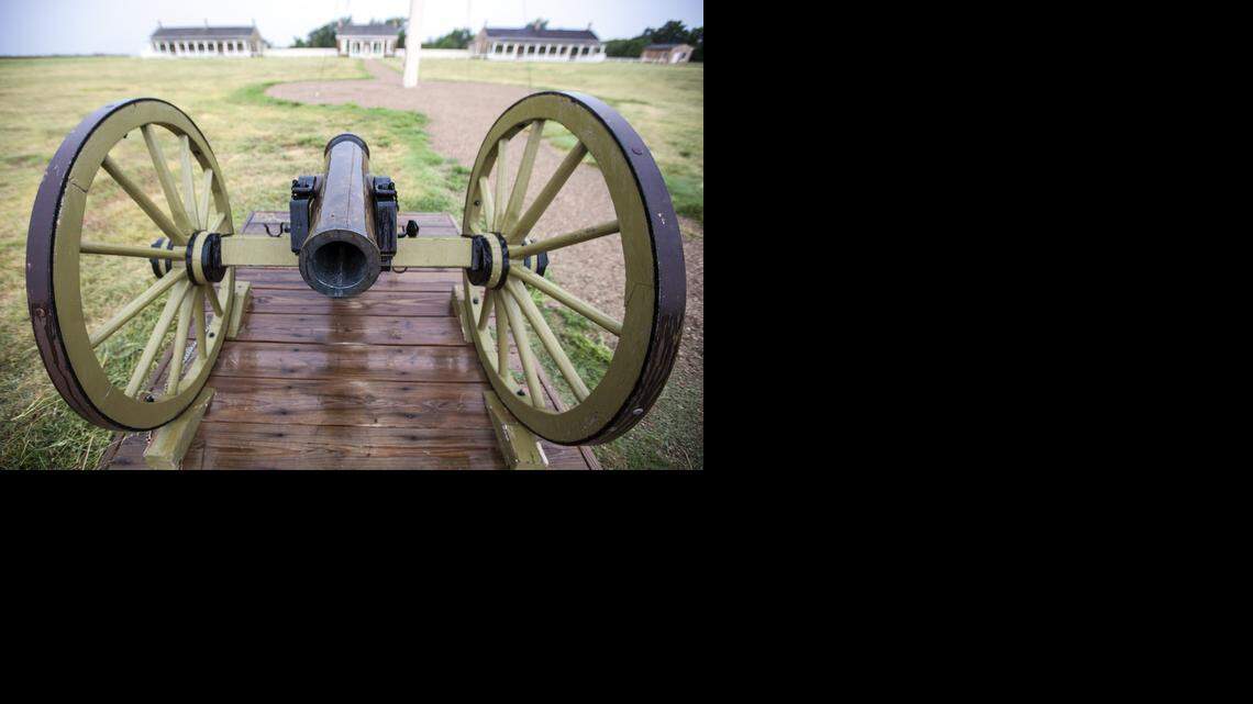 
A cannon that shot 12-pound cannon balls sits on the parade grounds of the Fort Larned National Historic Site. (Aug. 27, 2014)
