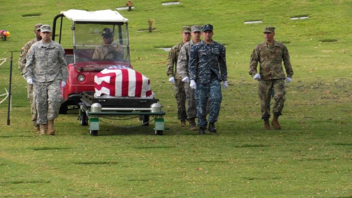 Lt. John Dean Armstrong was disinterred from the National Memorial of the Pacific in Honolulu on April 11, 2016.