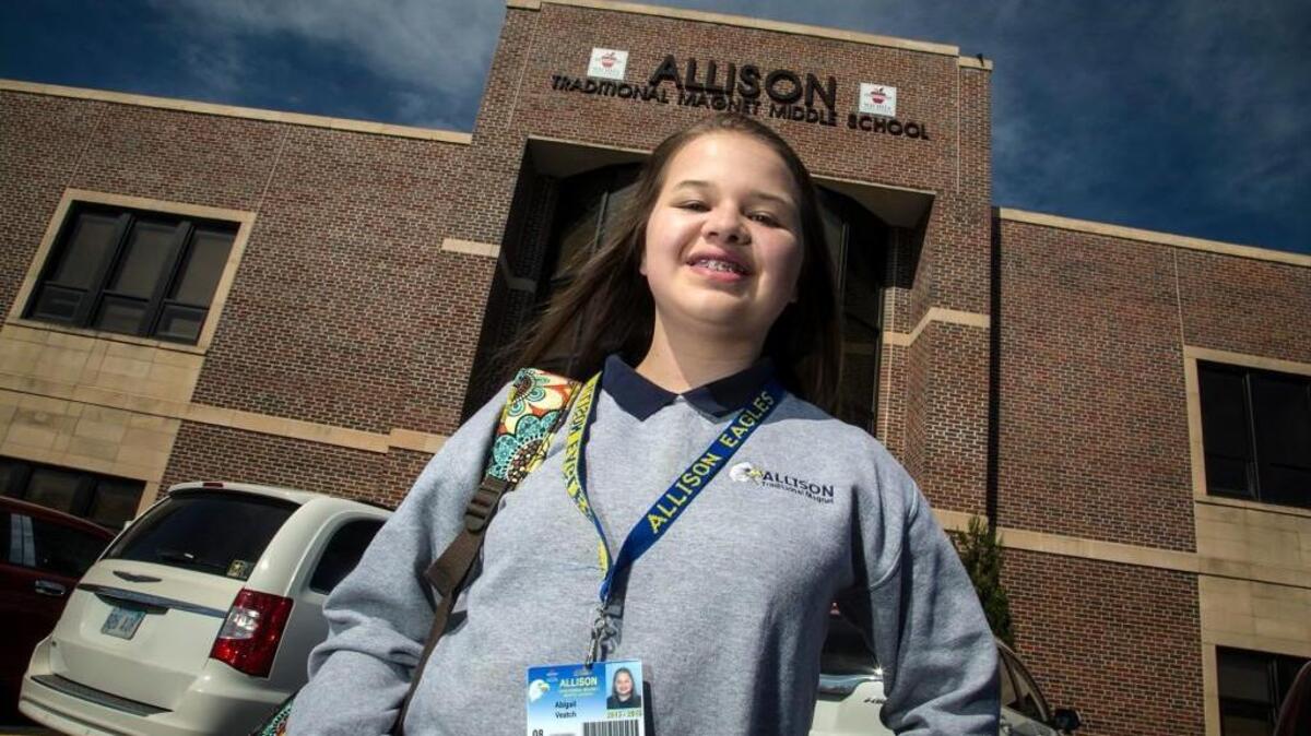 Abbie Veatch, an eighth-grader at Allison Traditional Magnet Middle School, says she has never liked or gotten used to the school’s 7 a.m. start time. (April 1, 2016)