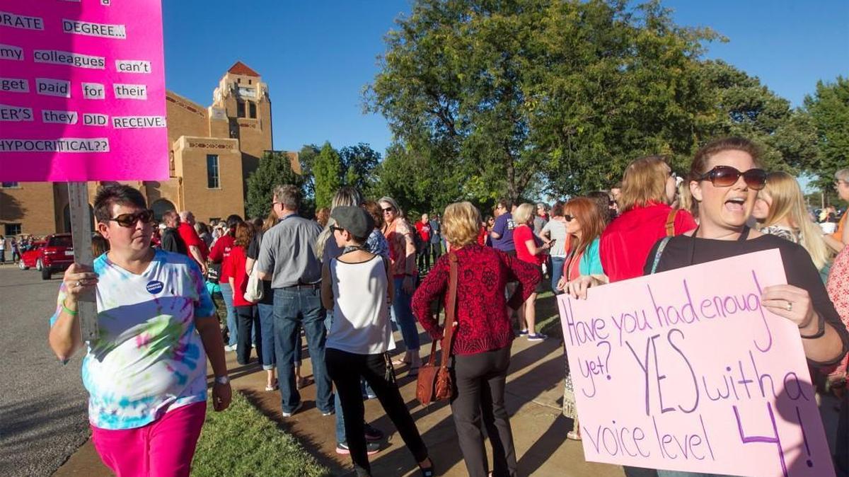 Wichita teachers rally at North High.