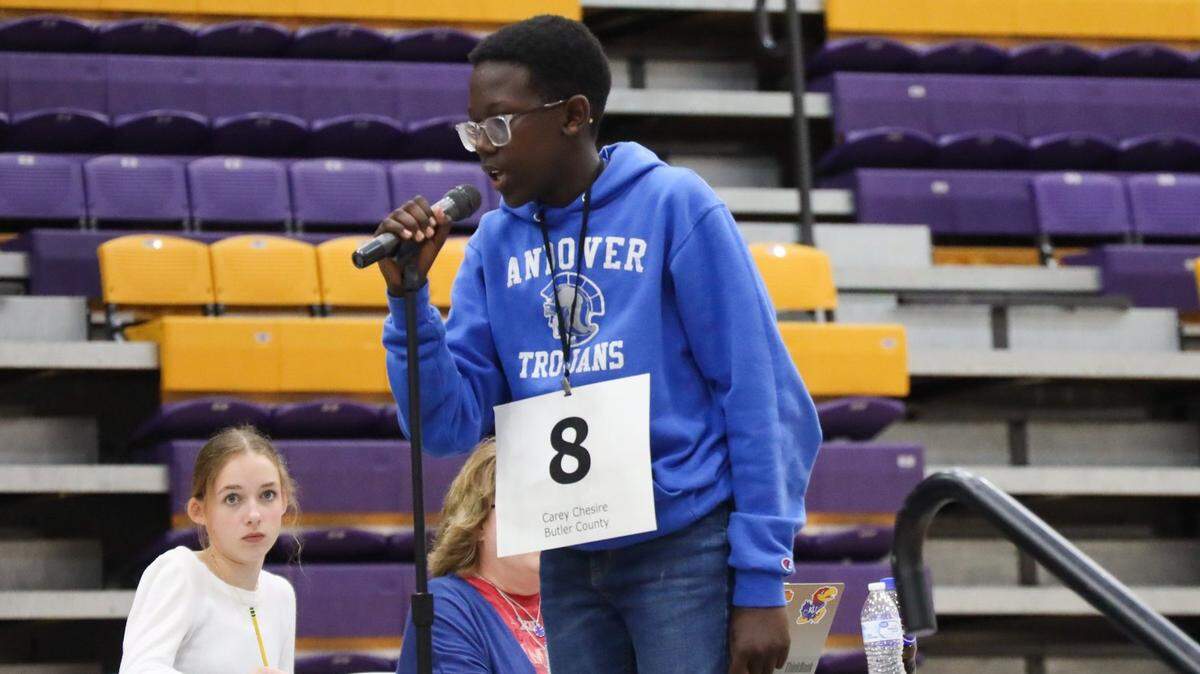 Carey Chesire, a 13-year-old student at Andover Middle School in Kansas, will compete in the Scripps National Spelling Bee later this month in Maryland.