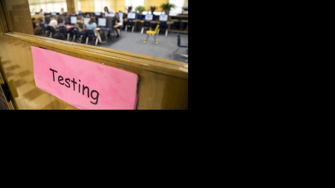 
McLean Elementary fourth-graders take practice state assessment tests as part of a statewide effort to test server capacity. (Oct. 28, 2014) 
