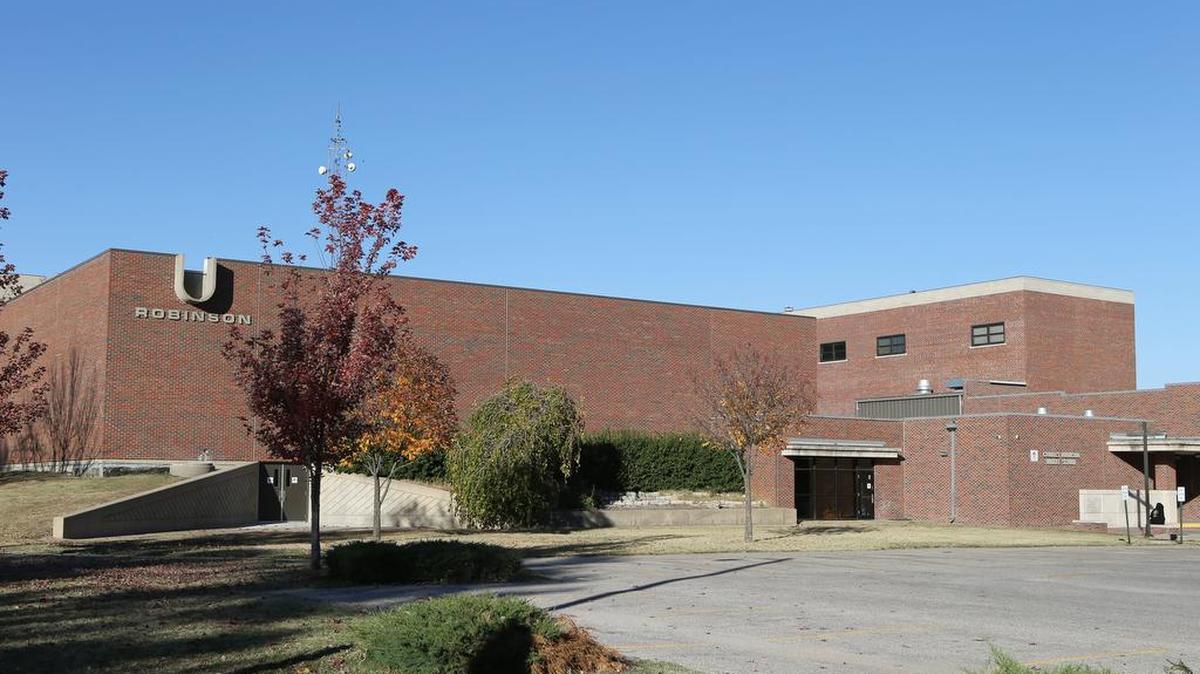 Robinson Middle School’s gymnasium on the south side of the campus. Seven years after voters approved a $370 million bond issue for Wichita schools, board members will vote on the final bond project: a new auditorium and gym for Robinson Middle School. (Nov. 6, 2015)