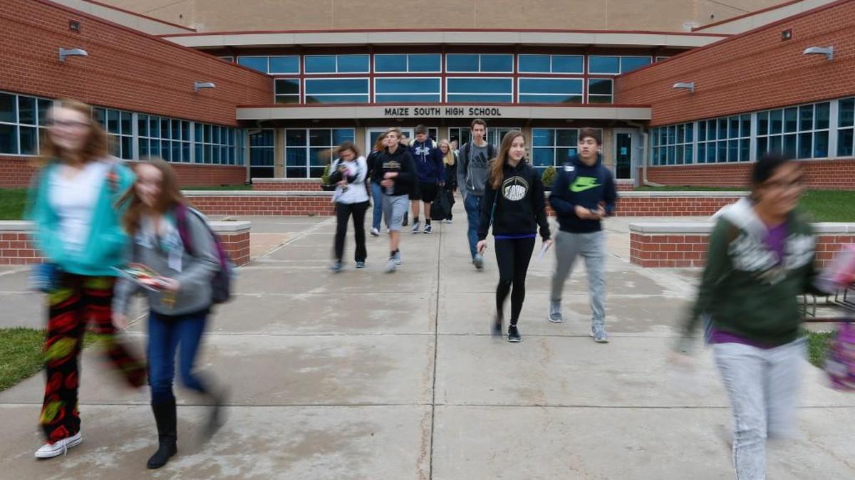 Students leave Maize South High at the end of the school day in December. “We’ve lost some excellent superintendents who have gotten out of the business or gone to other states,” said Chad Higgins, who moved last summer from Moundridge to the top post at Maize schools. “Until more of those appear, there’s just a lag until the rest of us can stay in and develop some of those same influences.”