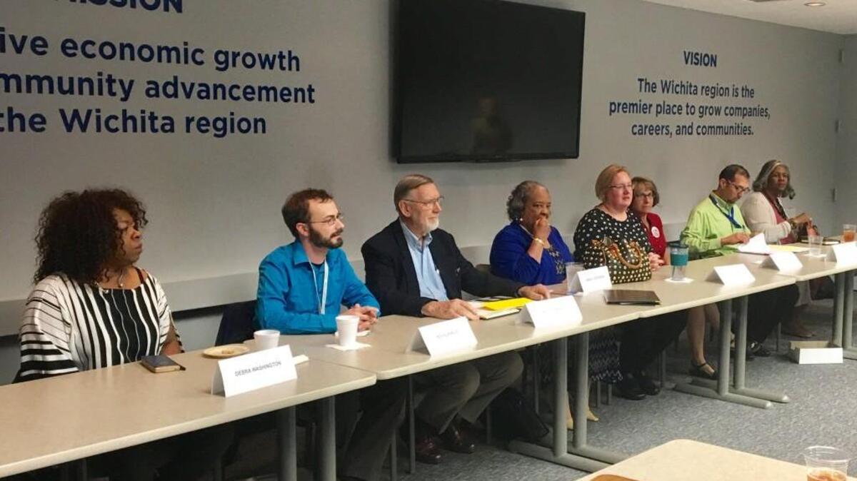 Wichita School Board candidates speak at a recent forum hosted by the Wichita Regional Chamber of Commerce.