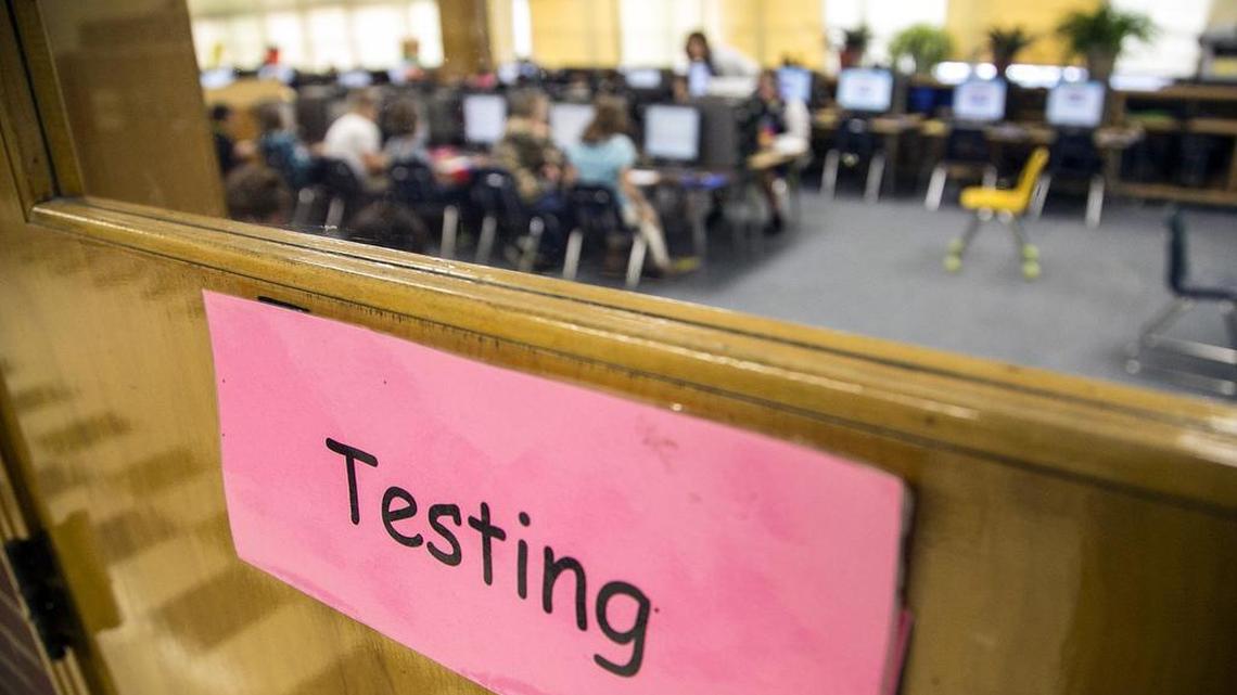 
Wichita fourth-graders take practice state assessment tests as part of a statewide effort to test server capacity. (Oct. 28, 2014) 
