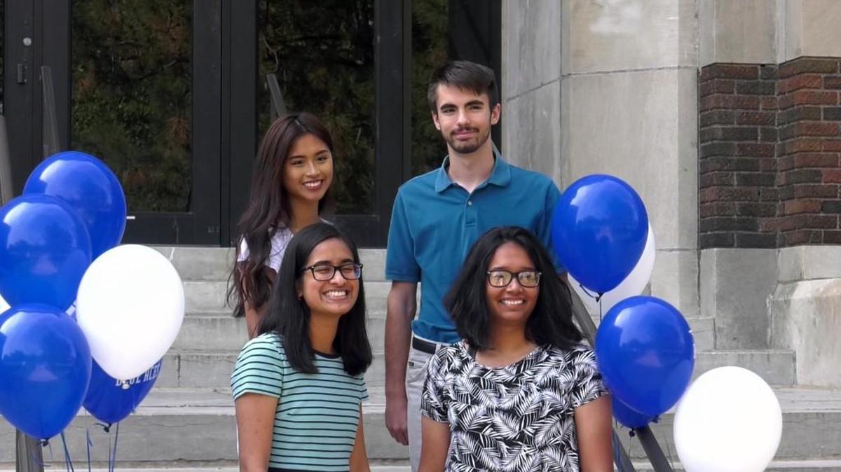 Four students from Wichita East High School were named National Merit semifinalists Wednesday. They are (clockwise from top): Andrew Wertheimer, Tanvi Karmarkar, Anuragini Arora and Kassie Le-Huynh.