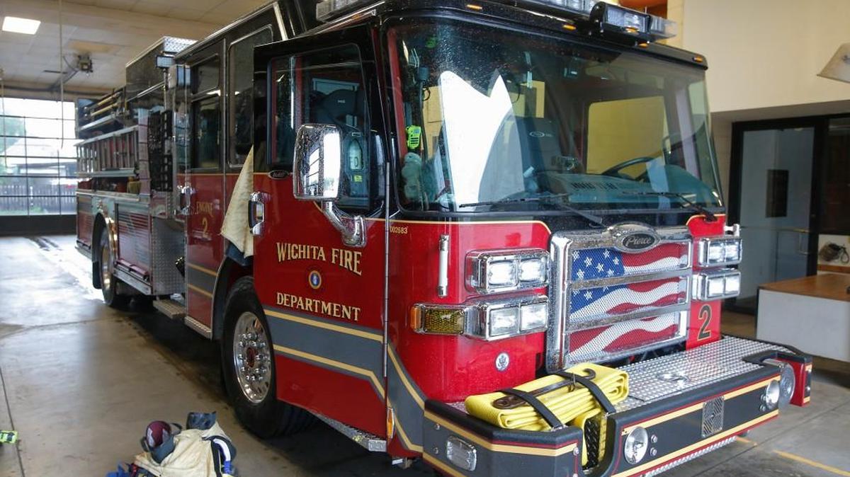 A fire engine is seen in Wichita in June 2014.