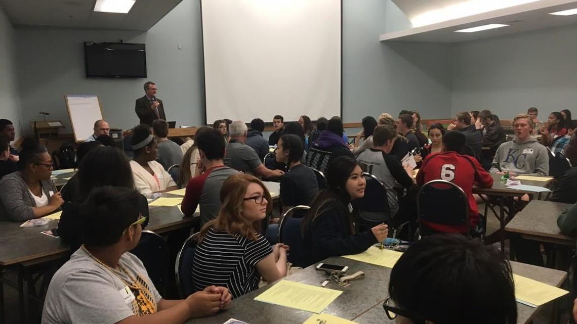 Students representing every Wichita high school and eSchool on Wednesday met with school district leaders to review and offer feedback on budget-cut options.