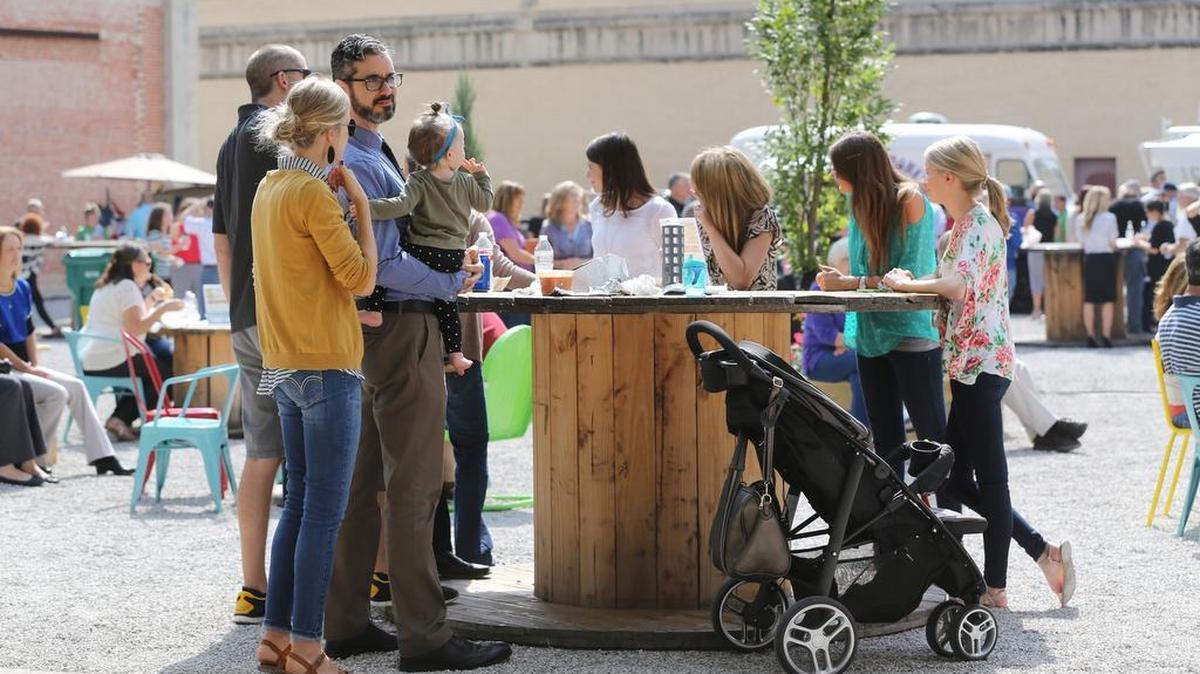 
A crowd showed up Friday for the grand opening of the ICT Pop-Up Urban Park at 121 E. Douglas. They ate at food trucks and listened to live music by Pop and the Boys. (September 25, 2015)

