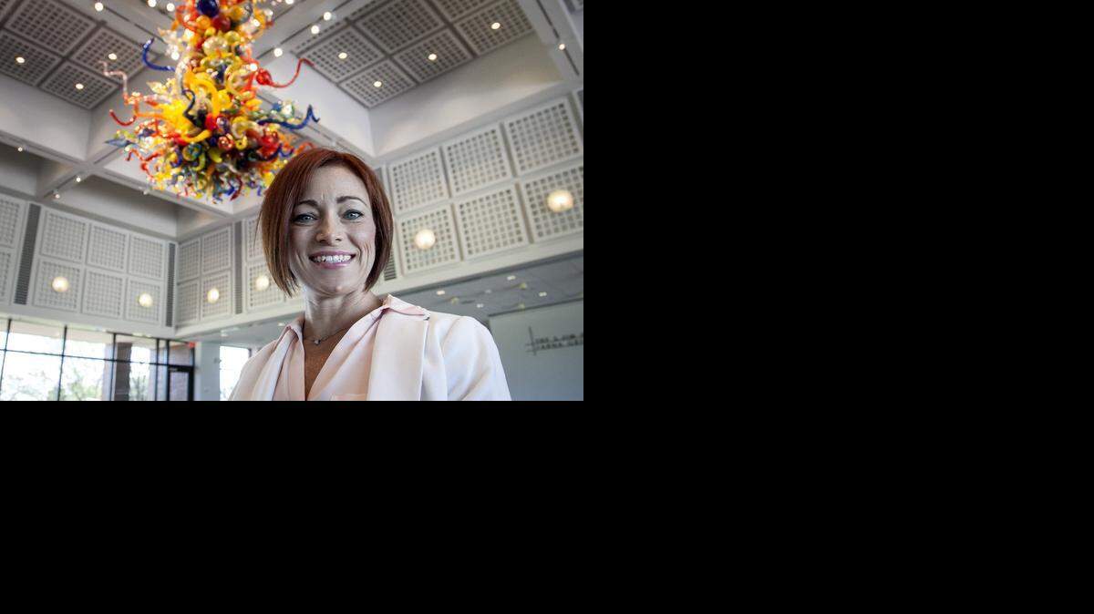 
April Johnson is a volunteer at the Wichita Art Museum. (Aug. 29, 2014) 
