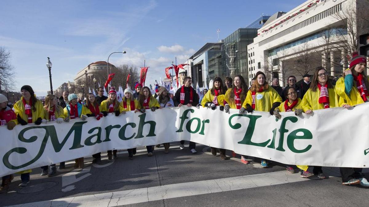 Anti-abortion protesters march on Pennsylvania Avenue in Washington, D.C., en route to the Supreme Court during the annual March for Life in 2015.