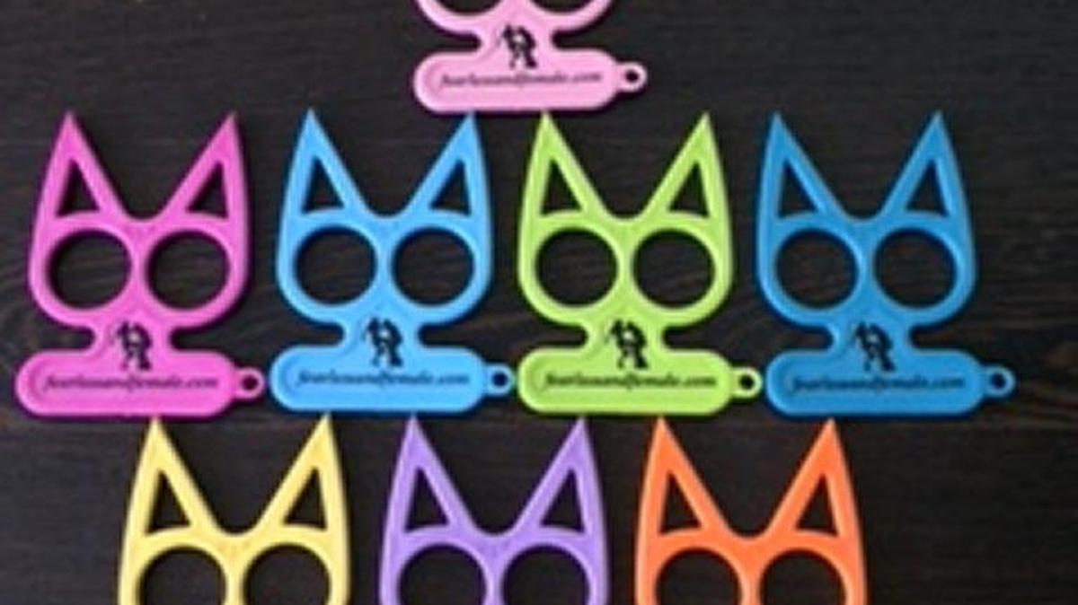 “Stabby Kitty” self-defense devices are given out at the Fearless and Female class.