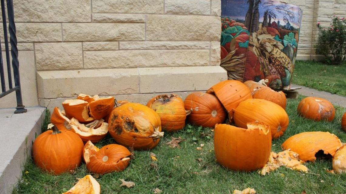 
Officials at East Heights United Methodist Church estimate about 10 pumpkins were smashed in the overnight hours between Friday and Saturday.
