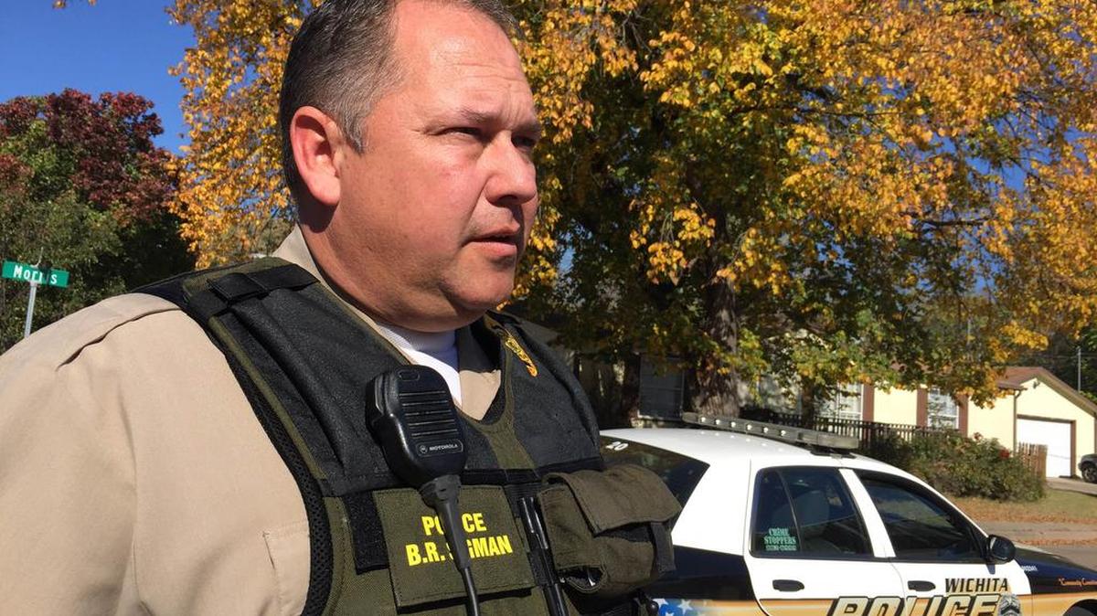 Wichita police Sgt. Brian Sigman gives a briefing to media about Sunday’s shooting in the 1100 block of South Pattie. (Nov. 8, 2015)