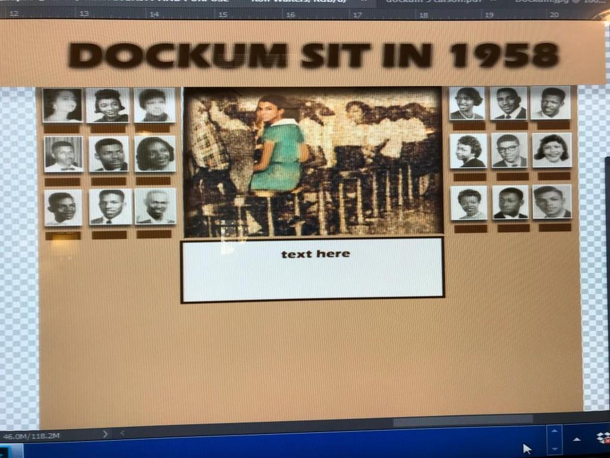 Design of new memorial honoring the participants of the 1958 Dockum Drugstore sit-in.