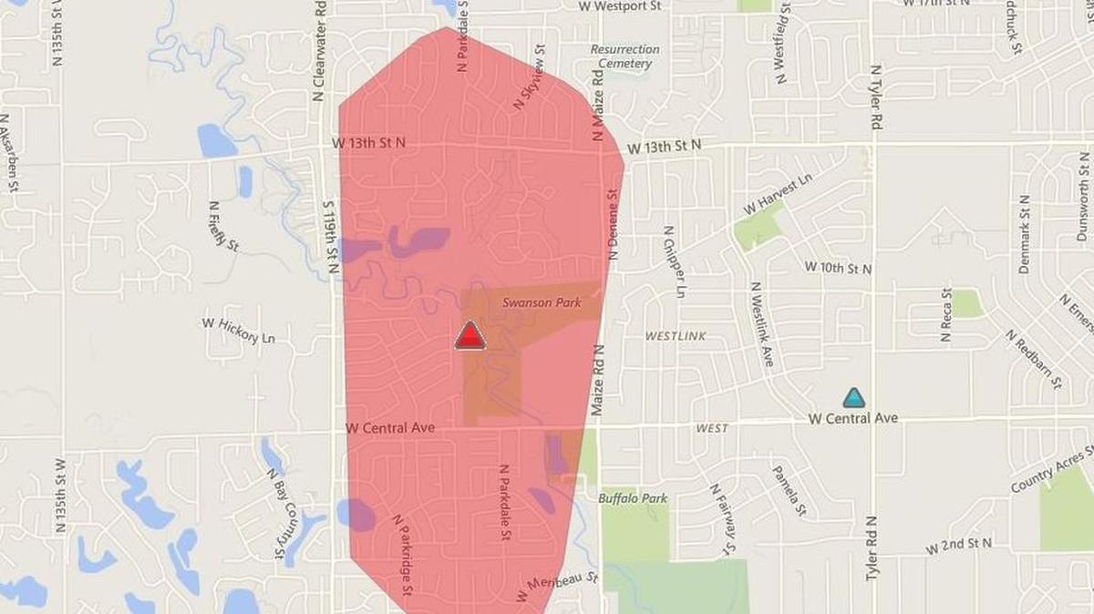 Screenshot of outage map