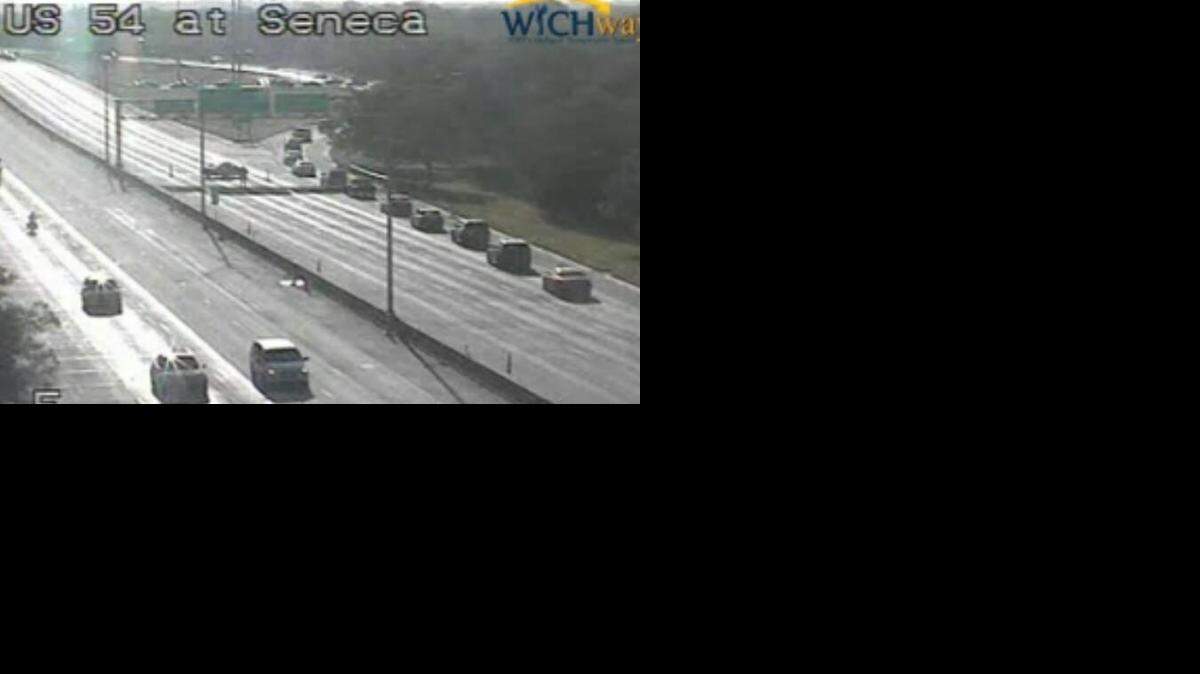 
Eastbound traffic is diverted at the Seneca exit on Kellogg on Wednesday morning following a collision between a motorcycle and a car near the Washington exit seriously injured the motorcycle rider.
