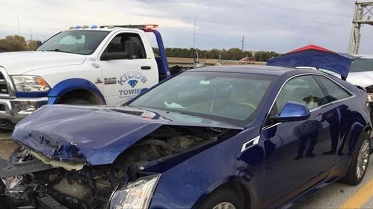 State Rep. John Whitmer’s car was totaled in a four-car pileup on K-96 Tuesday afternoon.