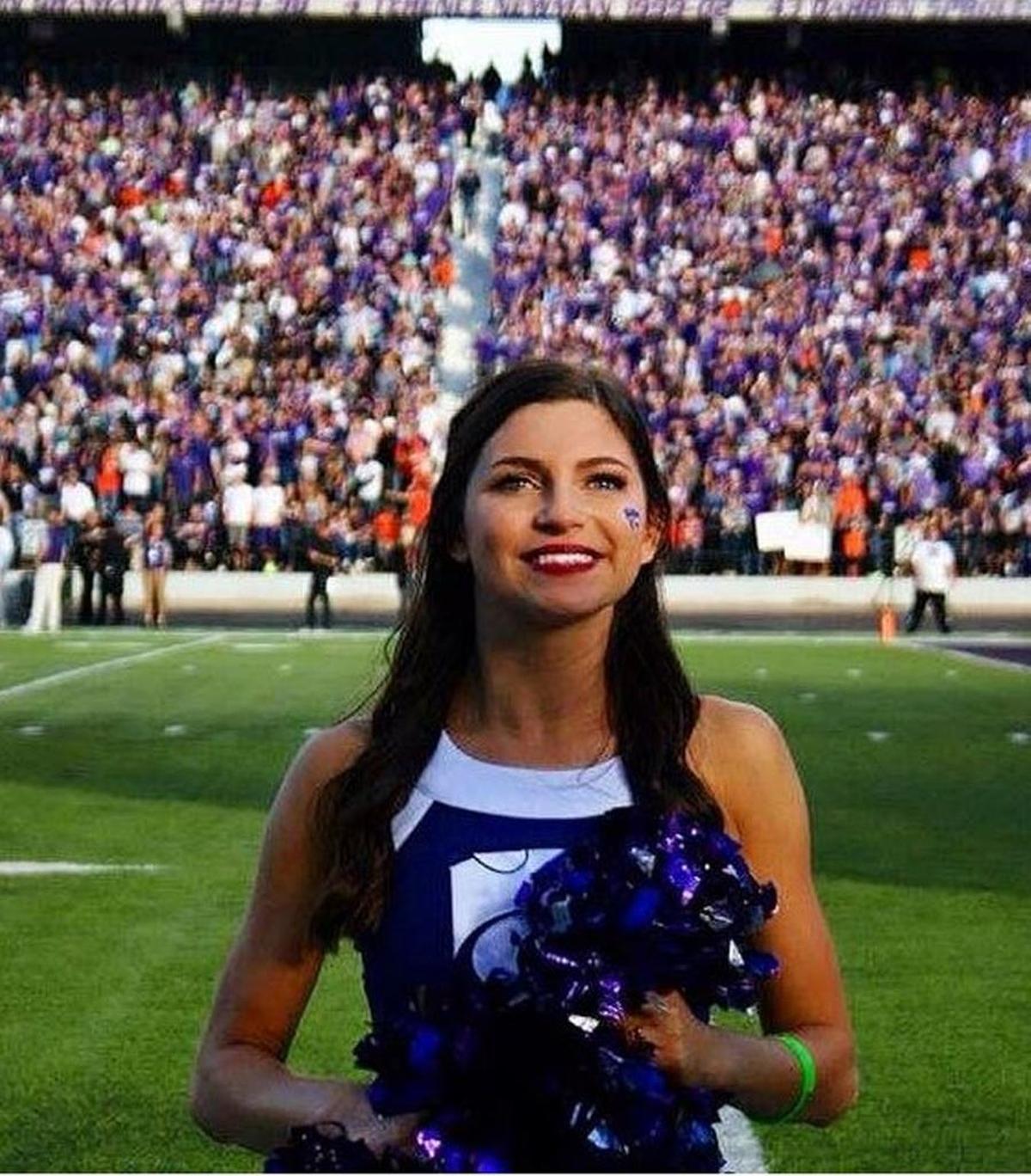 Before a wreck that broke her right leg in multiple places and gave her compound fractures in her spine, Amber Schutz was a cheerleader at Kansas State University. She had also cheered at Wichita State University before transferring schools.