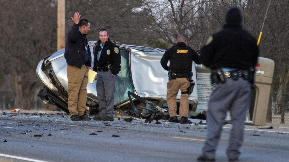 Sedgwick County sheriff deputies investigate the scene of a fatal accident Monday morning on 47th Street South between 143rd and 159th Streets East. (Feb. 22, 2016)