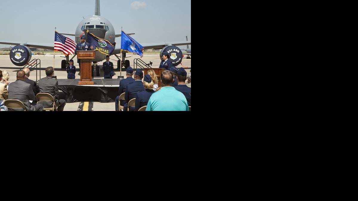 
Gen. Darren McDew, Air Mobility Commander, speaks at the KC-46A groundbreaking at McConnell Air Force Base. (June 30, 2014)
