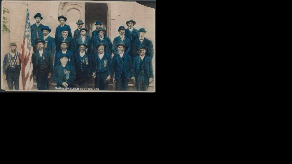 
Members from the Grand Army of the Republic, Samuel Walker Post No. 365, at Lawrence, Kansas. The Grand Army of the Republic was organized at the end of the Civil War by veterans of the Union Army. Six African-American GAR posts were established throughout Kansas and were located in the cities of Lawrence, Fort Scott, Topeka, Atchison, Kansas City, and Leavenworth.

